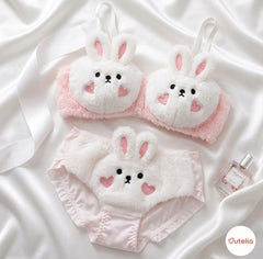Cutelia Bunny Cuddle Lingerie Set 🐰💗 | Ultra-Soft Plush Lounge Wear