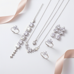 Cutelia Crystal Bloom Jewelry Set - Clear