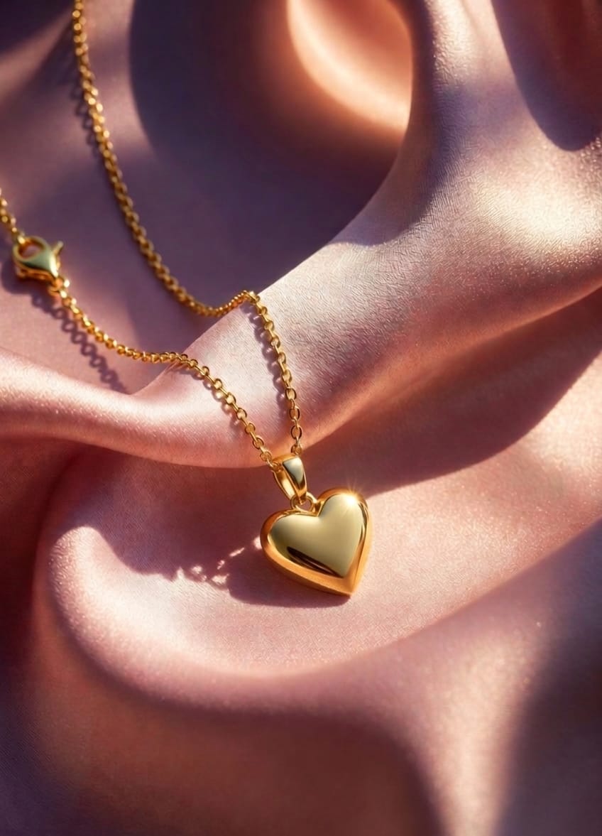 💛 Golden Heart Pendant Necklace – Elegant & Minimal