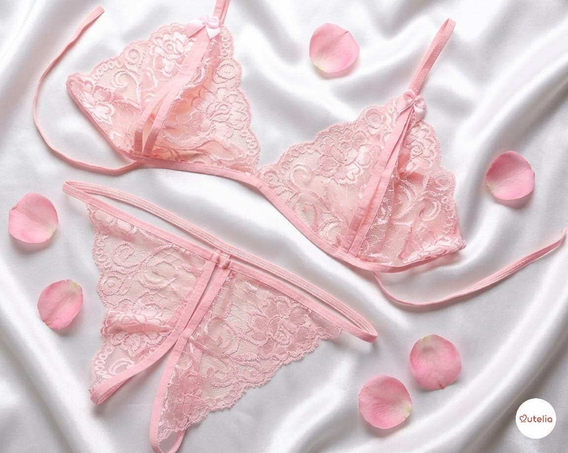 Cutelia Lace-Up Dream Lingerie Set 🎀 | Floral Lace Lingerie for Women
