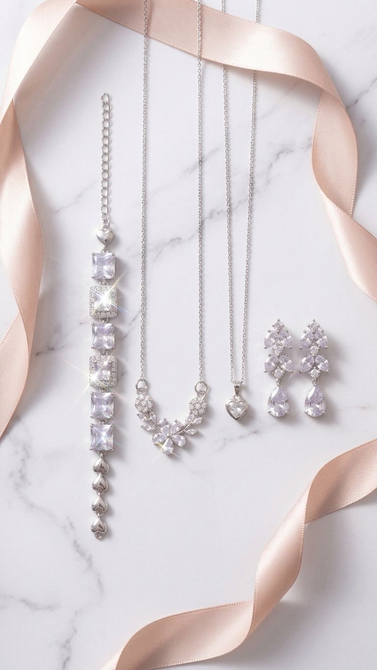 Cutelia Crystal Bloom Jewelry Set ✨