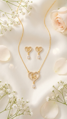 Princess Heart Sparkle Set – Crystal Necklace & Earrings Jewellery Set