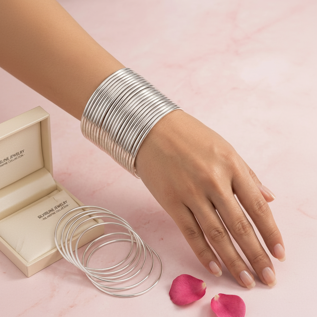 Silver Glow Bangles Set